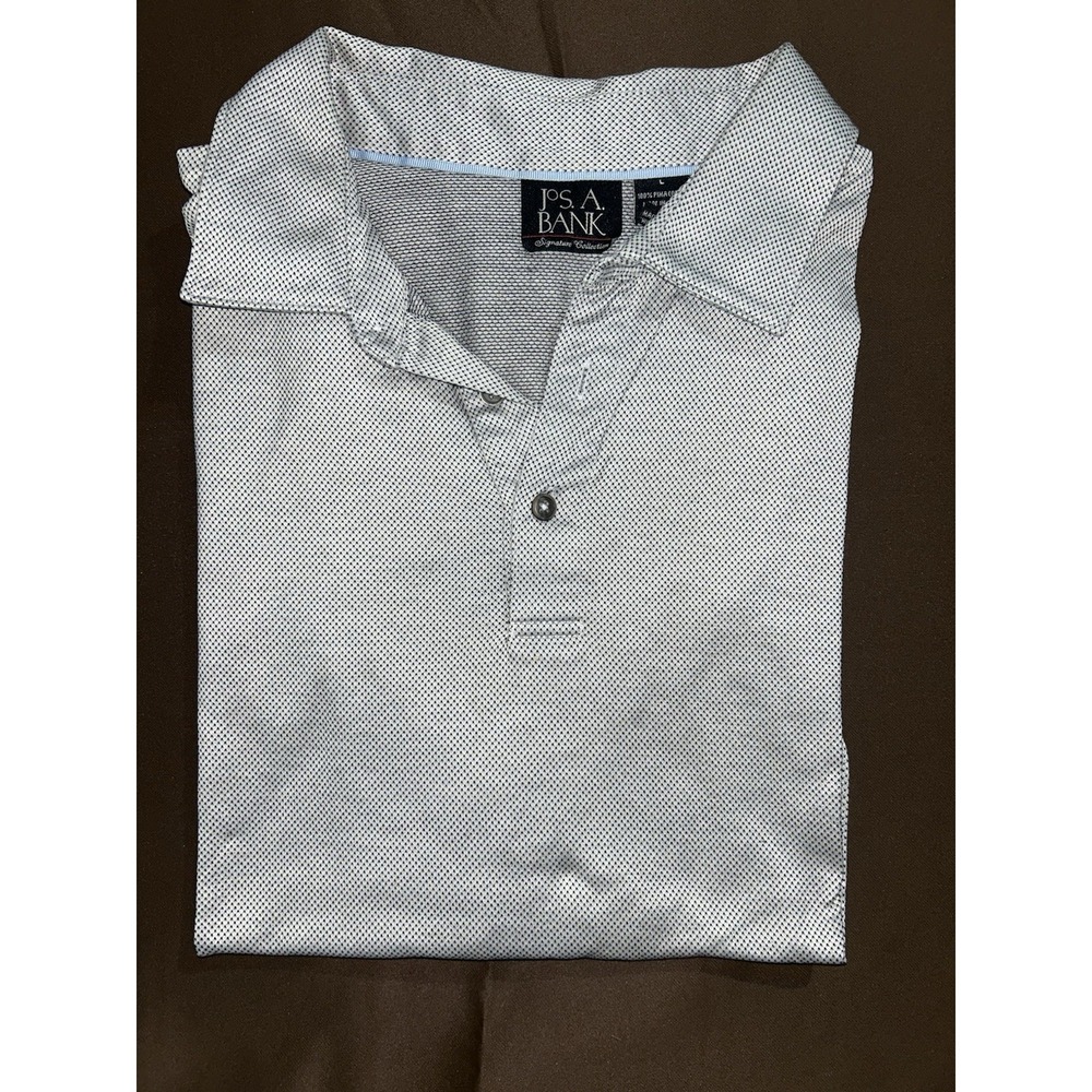 Jos. A. Bank Signature Polo Shirt Men's Large Multitone Grey Black Pattern